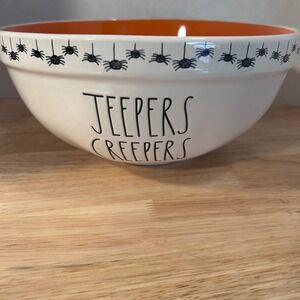 Rae Dunn Jeepers Creepers Halloween Bowl Spider Orange candy mixing Bowl New‎